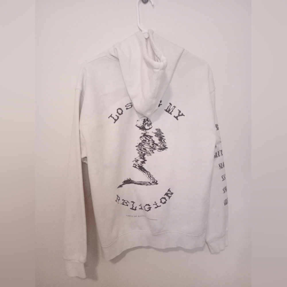 Mood swings Losing my religion white Graphic Hoodie pull over sweater Size M